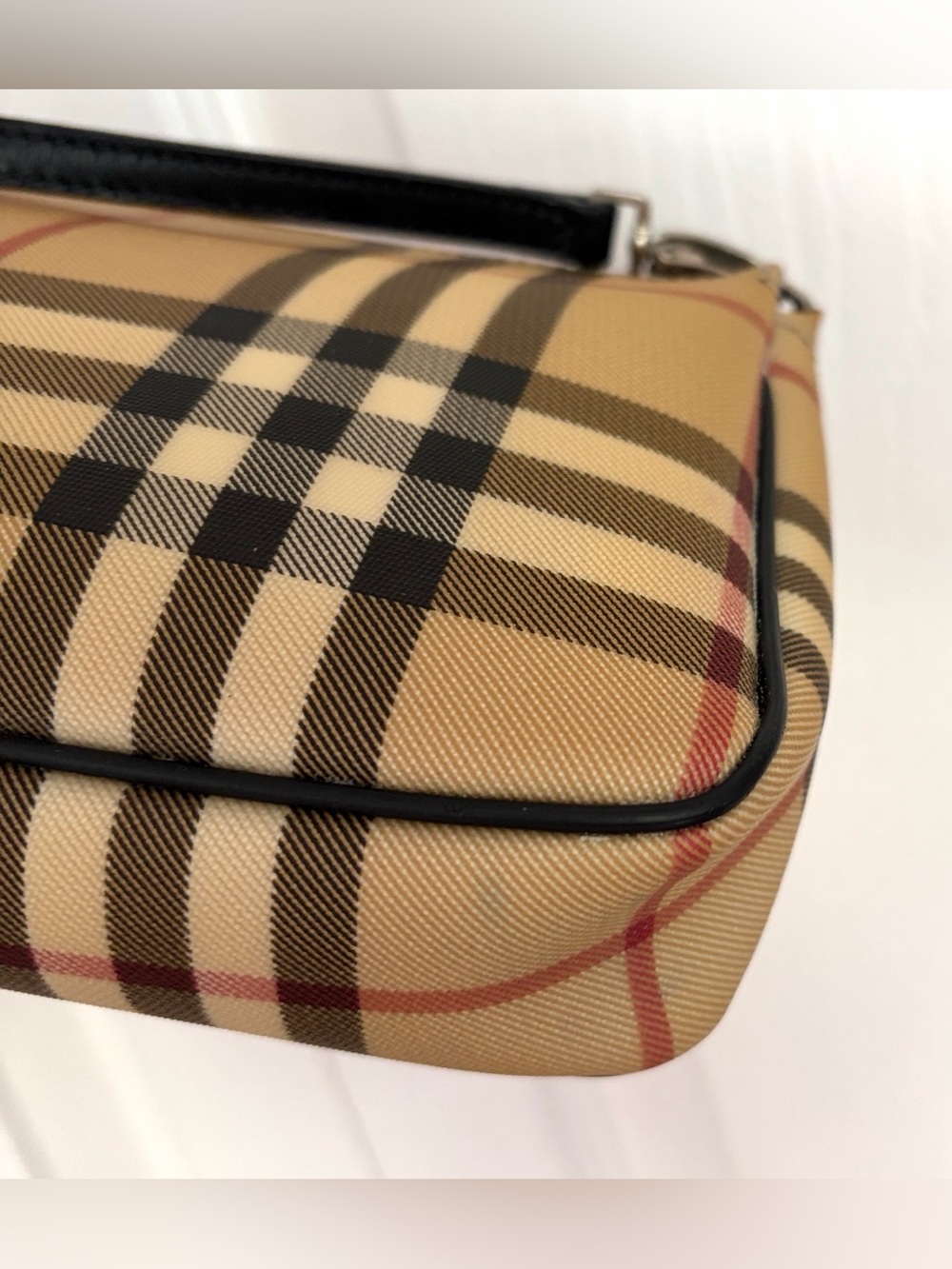 VINTAGE Burberry Bag Beige Nova Check Handbag Y2k 90s Pochette - Picture 15 of 16